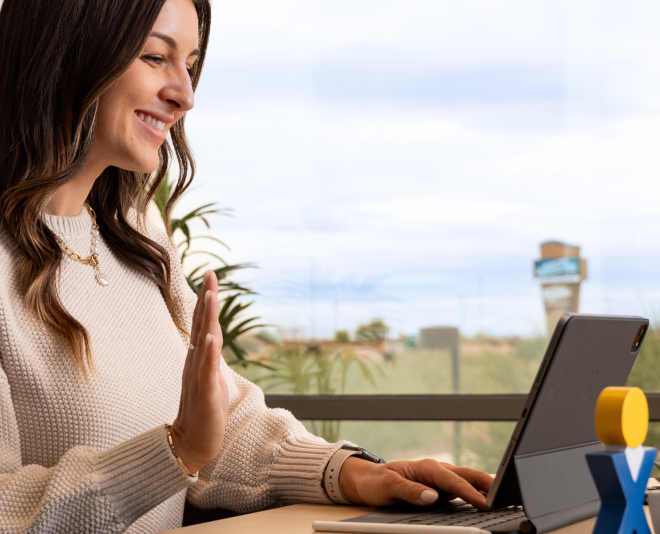 Woman using iPad