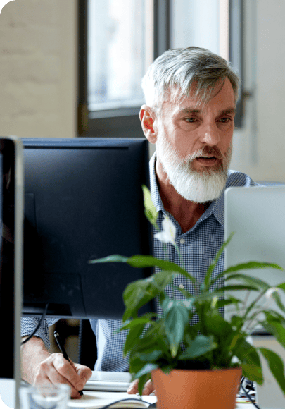 Man working on PC