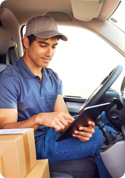 Man looking at iPad