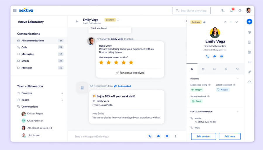 Nextiva customer service channels