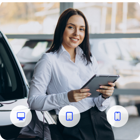 Woman holding iPad